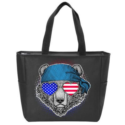 American Biker Bear Zip Tote Bag