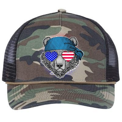 American Biker Bear Retro Rope Trucker Hat Cap