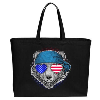 American Biker Bear Cotton Canvas Jumbo Tote