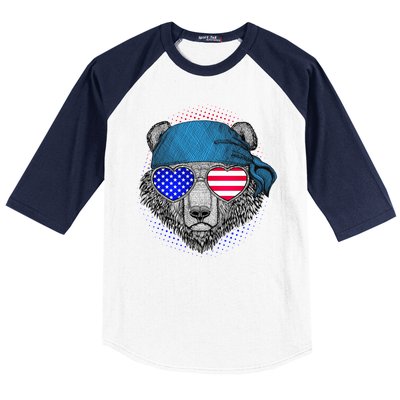 American Biker Bear Baseball Sleeve Shirt