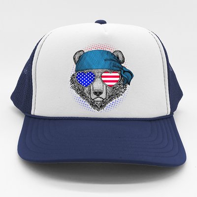 American Biker Bear Trucker Hat