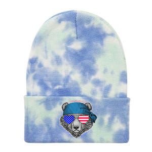 American Biker Bear Tie Dye 12in Knit Beanie