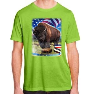 American Bison USA Flag Buffalo Adult ChromaSoft Performance T-Shirt