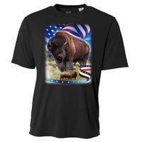 American Bison USA Flag Buffalo Cooling Performance Crew T-Shirt