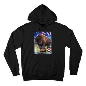 American Bison USA Flag Buffalo Hoodie