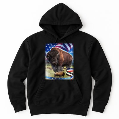 American Bison USA Flag Buffalo Hoodie