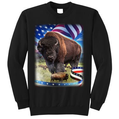 American Bison USA Flag Buffalo Sweatshirt