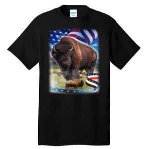 American Bison USA Flag Buffalo Tall T-Shirt