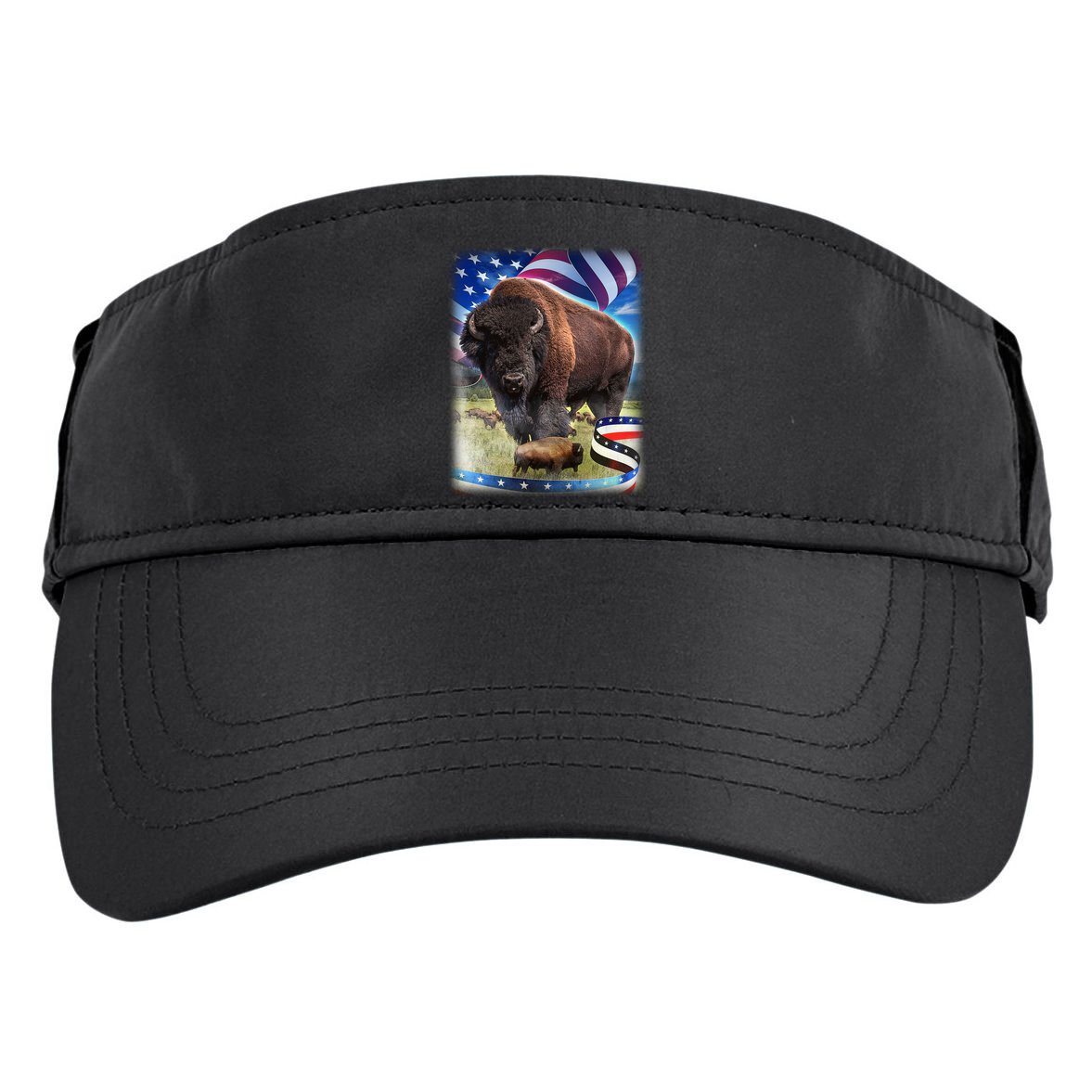 American Bison USA Flag Buffalo Adult Drive Performance Visor