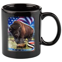American Bison USA Flag Buffalo 11oz C Handle Ceramic Mug