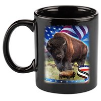 American Bison USA Flag Buffalo 11oz C Handle Ceramic Mug
