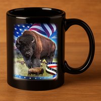 American Bison USA Flag Buffalo 11oz C Handle Ceramic Mug