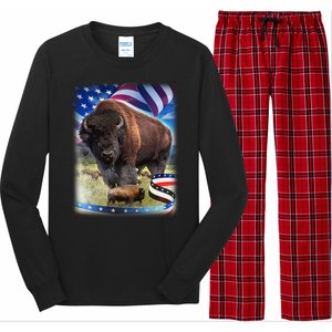 American Bison USA Flag Buffalo Long Sleeve Pajama Set