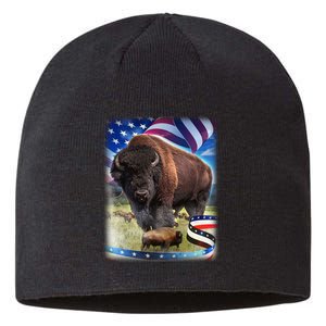 American Bison USA Flag Buffalo Sustainable Beanie