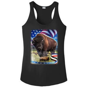 American Bison USA Flag Buffalo Ladies PosiCharge Competitor Racerback Tank