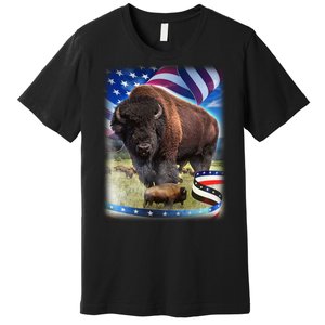 American Bison USA Flag Buffalo Premium T-Shirt