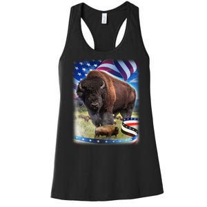 American Bison USA Flag Buffalo Women's Racerback Tank