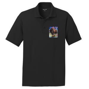 American Bison USA Flag Buffalo PosiCharge RacerMesh Polo