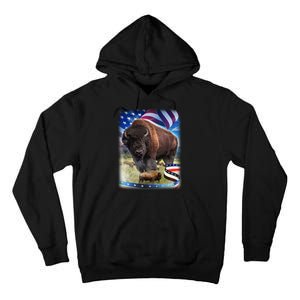 American Bison USA Flag Buffalo Tall Hoodie