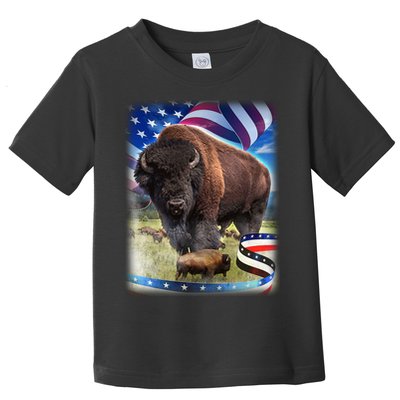 American Bison USA Flag Buffalo Toddler T-Shirt