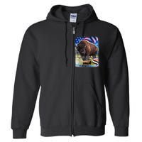 American Bison USA Flag Buffalo Full Zip Hoodie