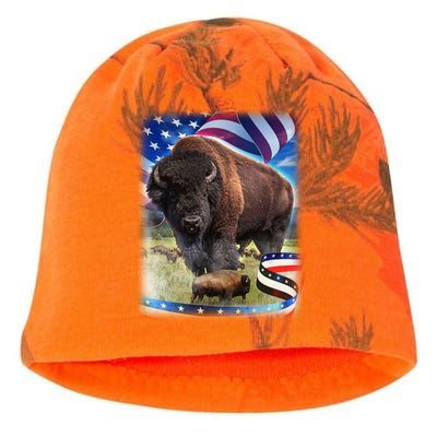 American Bison USA Flag Buffalo Kati - Camo Knit Beanie