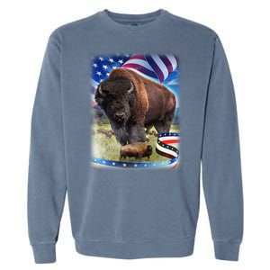 American Bison USA Flag Buffalo Garment-Dyed Sweatshirt