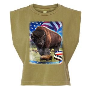 American Bison USA Flag Buffalo Garment-Dyed Women's Muscle Tee