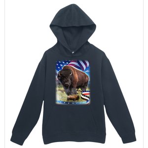 American Bison USA Flag Buffalo Urban Pullover Hoodie