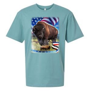 American Bison USA Flag Buffalo Sueded Cloud Jersey T-Shirt