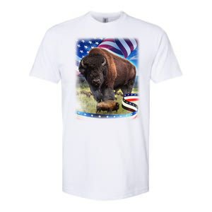 American Bison USA Flag Buffalo Softstyle CVC T-Shirt