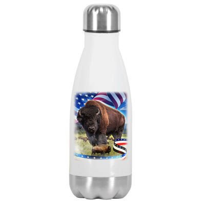 American Bison USA Flag Buffalo Stainless Steel Insulated Water Bottle