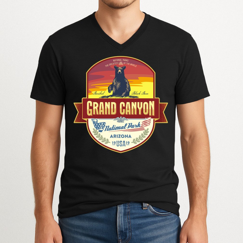 American Black Bear Grand Canyon National Park V-Neck T-Shirt