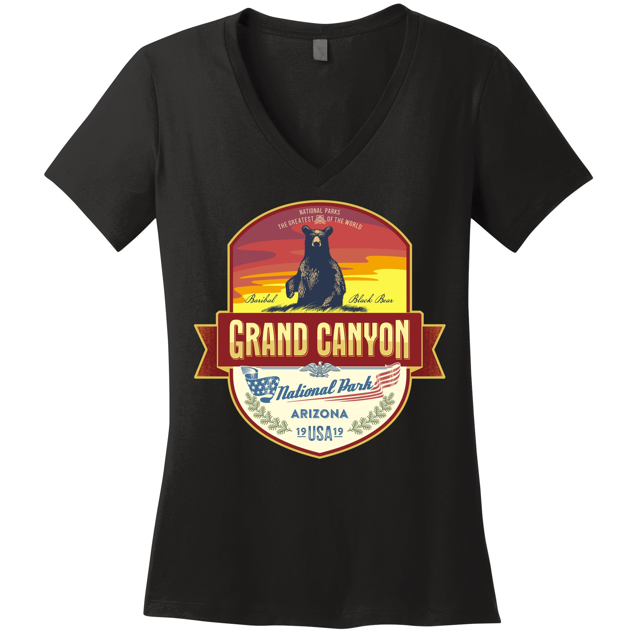 American Black Bear Grand Canyon National Park Women's V-Neck T-Shirt