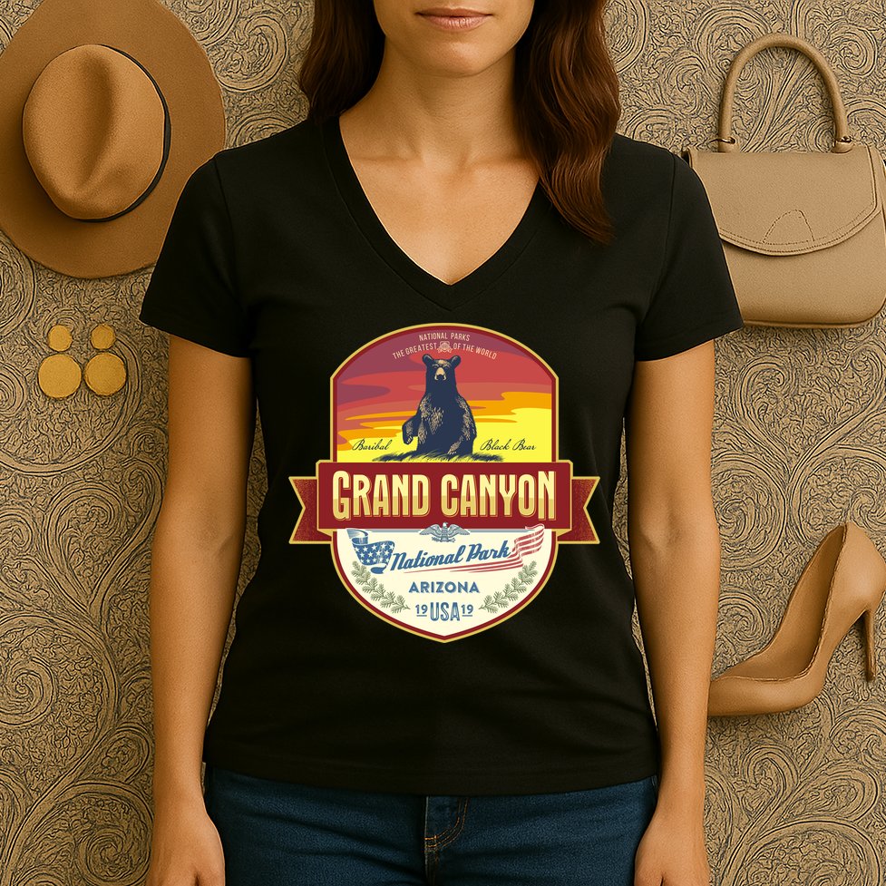 American Black Bear Grand Canyon National Park Women's V-Neck T-Shirt