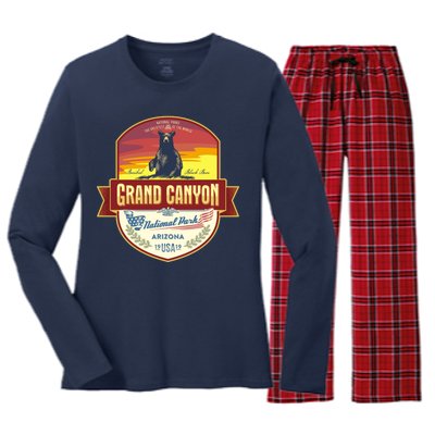 American Black Bear Grand Canyon National Park Women's Long Sleeve Flannel Pajama Set 