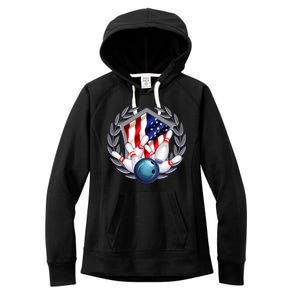 American Bowling Team Flag Women's Fleece Hoodie