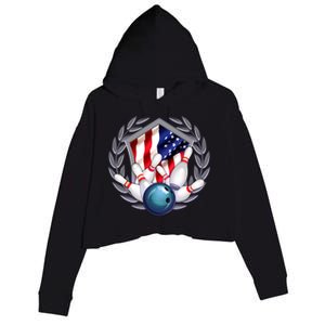 American Bowling Team Flag Crop Fleece Hoodie