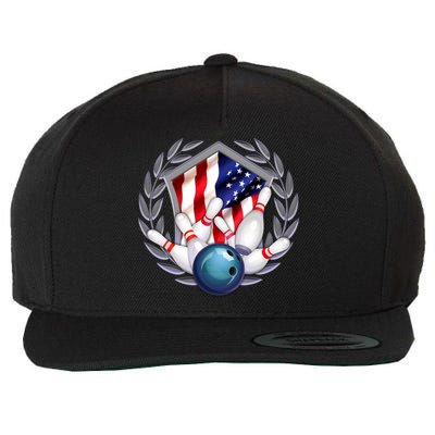 American Bowling Team Flag Wool Snapback Cap