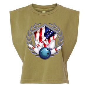 American Bowling Team Flag Garment-Dyed Women's Muscle Tee