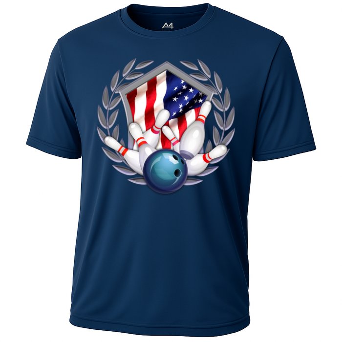 American Bowling Team Flag Cooling Performance Crew T-Shirt