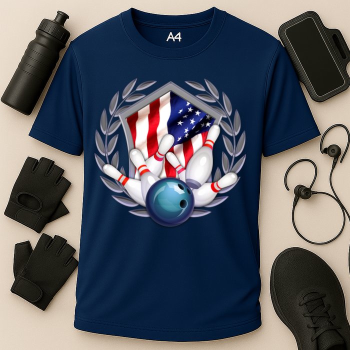 American Bowling Team Flag Cooling Performance Crew T-Shirt