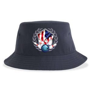 American Bowling Team Flag Sustainable Bucket Hat