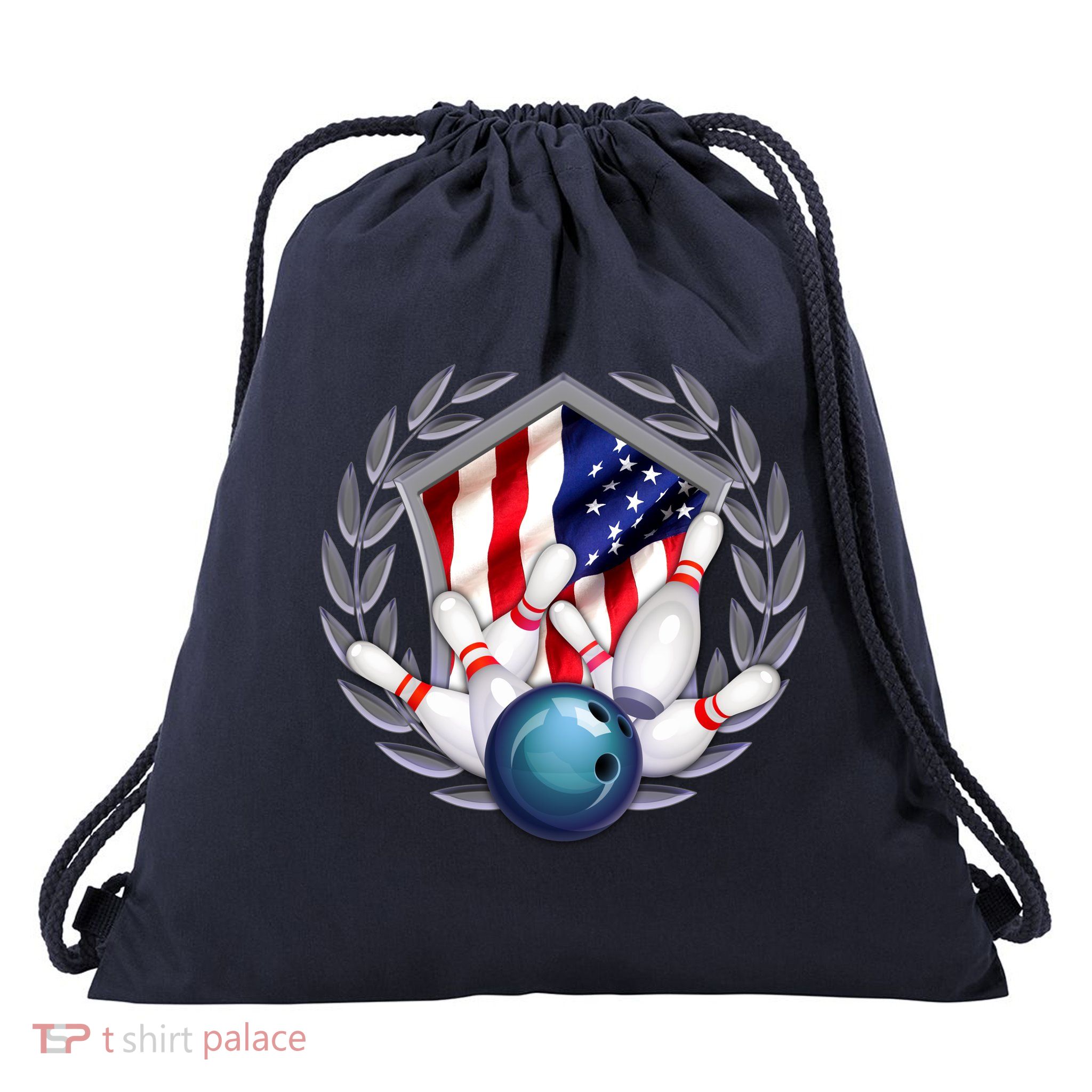 American Bowling Team Flag Drawstring Bag