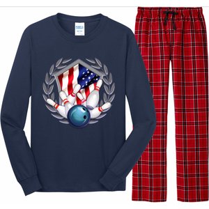 American Bowling Team Flag Long Sleeve Pajama Set