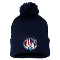 American Bowling Team Flag Pom Pom 12in Knit Beanie