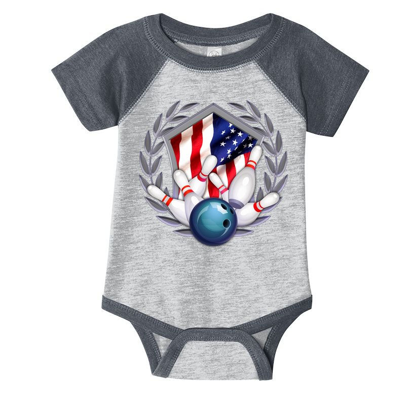 American Bowling Team Flag Infant Baby Jersey Bodysuit