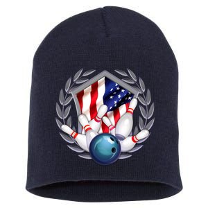 American Bowling Team Flag Short Acrylic Beanie