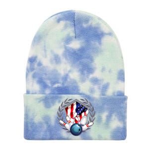 American Bowling Team Flag Tie Dye 12in Knit Beanie