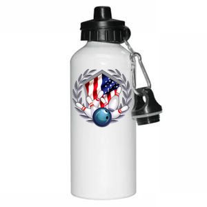 American Bowling Team Flag Aluminum Water Bottle